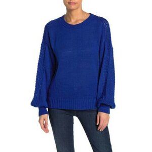 NEW Abound M Crew Neck Sweater Pullover Blouson Long sleeves in Blue Clemantis